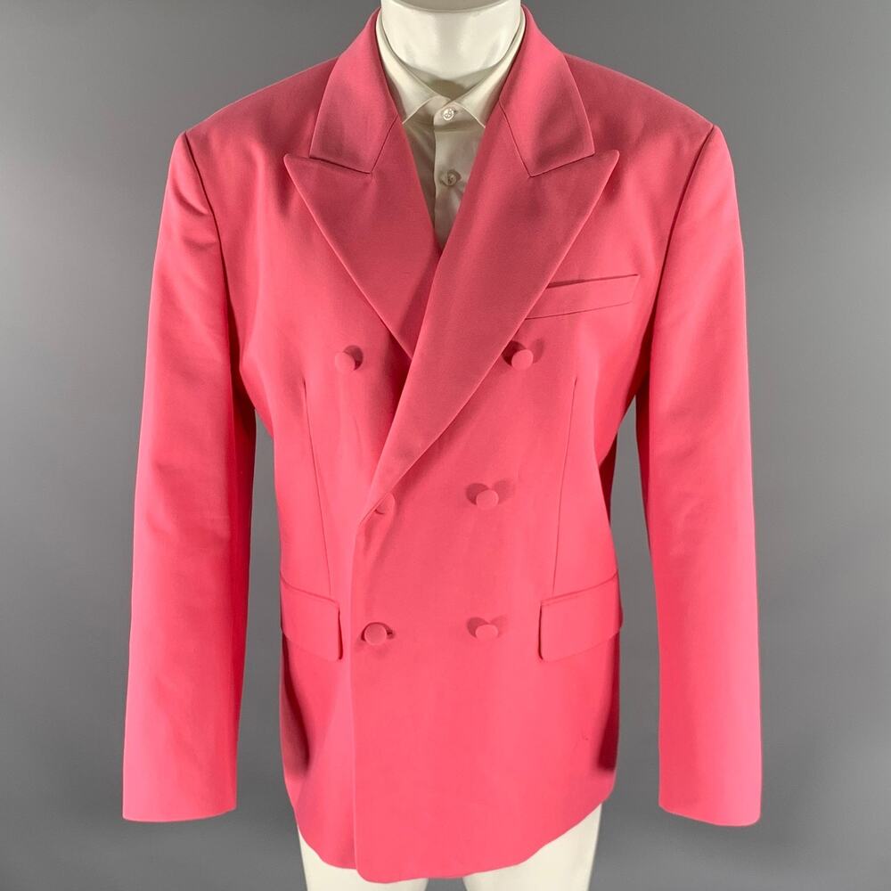 PALM ANGELS Size 42 Pink Cotton Polyester Peak Lapel Sport Coat